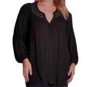 Ladies Size 18 Autograph Top - Shirt New Golden Beads RP $69 Black Plus Size