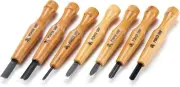 Brown Chisel Carving Knife Set With Power Grip Engraving Blades 7 Pieces