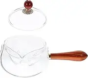 GREENADSCAPE Rotating Glass Teapot with Handle High Borosilicate Glass Capacity Stylish Design for Home and Office Use Easy Brewing and Comfortable Grip and Portable Tea Kettle