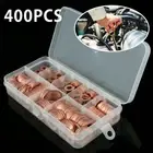 400pcs M5-M14 Copper Washers 9 Sizes O Ring Copper Gaskets Set Flat Copper PaZBO