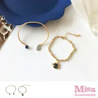 在飛比找momo購物網優惠-【MISA】韓國設計可愛卡通小熊星球手鍊2件套組(卡通手鍊 