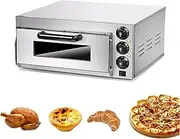 Countertop Electric Pizza Oven,16" Single Deck Commercial Drawer Toaster Pizza Oven with Timer,Stainless Steel Outdoor Multipurpose Pizza Oven Maker,for Hotel Restaurant Home Baked