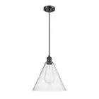 Innovations Ballston Cone 1 Light 12" Mini Pendant, BK/Seed - 516-1P-BK-GBC-124