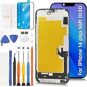 Olivechard Soft OLED 14 Plus LCD Screen Replacement for iPhone 14 Plus 6.7 inch [Soft OLED,NOT LCD] LCD Display Touch Digitizer Screen Assembly A2886 A2632 A2885 A2888 A2887 with Repair Tools
