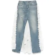 [Moschino] Moschino Ruffled-train Jeans 40 IT BLUE