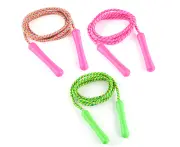 Adjustable Jump Rope Kids' Nylon Skipping Rope Rainbow Jump Ropes For Children Exercise Jump Ropes For Teens Party Favor,Pink Yellow + Pink + Green