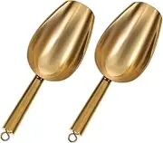 NOLITOY 2Pcs Stainless Steel Ice Scoops for Ice Cubes and Dry Goods and Resistant Flour Scoop for Kitchen Bar and Beverage Use