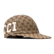 Gucci 6-Panel Beige GG Pattern Flocky Logo Cap XL Polyester/Nylon/Cotton