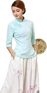 [JIMINISO] Top Ethnic Style Retro Improved Qipao Self-Cultivation Elegant Tea Artist Tang Set Vintage Cheongsam