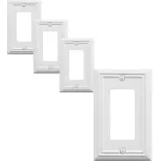 Single Decorator Light Switch Cover Adler Metal Wall Plate, 4-Pack White 1 Ga...