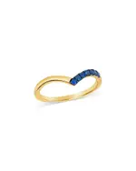 Bloomingdale's Fine Collection Blue Sapphire Chevron Ring in 14K Yellow Gold