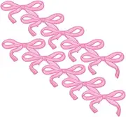 jojofuny 10pcs Pink Bow Iron Patches Cute Embroidery Appliques for DIY Clothing Hats Bags Jackets Jeans Adorable Bow Easy to Apply Material