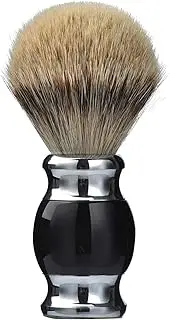 100% Pure silvertip Badger Hair Shaving Brush Handmade Shaving Brush with fine Resin Handle and Stainless Steel basetravel Well (Black)
