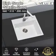 560x510mm White Granite Quartz Stone Single Bowl Kitchen Sink Drop In/Undermount