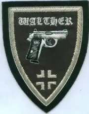 German Army Walther Gun Pistol Auto Unit Crew Officer War Battle Cross Patch MM