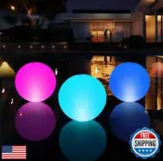 SEMANJLL 2 Pack Solar Powered Floating Pool Light Balls, 14" Inflatable Color