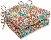 Pillow Perfect Outdoor/Indoor Corinthian Dapple Chair Pads, 15.5" x 16", Blue, 2 Pack