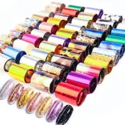 50 Sheets Cheetah Print Nail Foil Stickers Set Solid Color Laser Flower