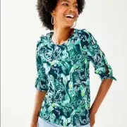 Lilly Pulitzer Size XXS Preston Top Tidal Wave In The Details Lemurs $88 BNWT!