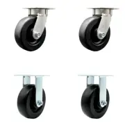 6 Inch Kingpinless Polyolefin Wheel Swivel Caster Set 2 Swivel 2 Rigid SCC
