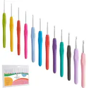 JumblCrafts 12-Piece Crochet Hook Set, Colorful Crochet Hooks with Rubber Grip