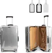 [SICANAUO] Suitcase Cover Clear PVC Luggage Protector, Transparent Luggage Cover with 3 Luggage Tags, No-removal Waterproof Luggage Protective Cover Case for Suitcase, Wheeled Luggage
