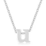 Initial U Pendant Necklace Rhodium Plated Finish Fashion Necklace