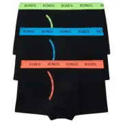 6 x Bonds Mens Guyfront Trunks Underwear Black Multi Undies
