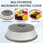 Kitchen Microwave Food Cover Splatter Proof Vented Collapsible Cooking Lid Gray