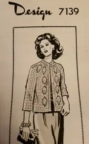 7139 VINTAGE PINEAPPLE JACKET PATTERN TO CROCHET (Reproduction) SZ 32-46