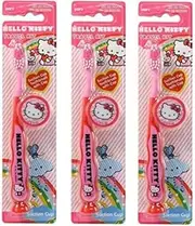 Hello Kitty Children's Tooth Brush (Pack of 3) with Cap and Suction - Toothbrush Designs Vary - Premium Quality