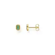 THOMAS SABO Gold Small Ear Studs with Green Stones