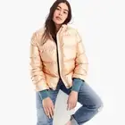 J.Crew Rose Gold Metallic Short Puffer Jacket With Primaloft NWT $198