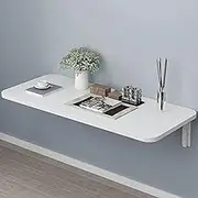 Floating Wall Mounted Desk with Drop Leaf Fold Down Table for Home Office Bedroom Kitchen Garage Garden or Laundry Room Space Saving Computer Workstation