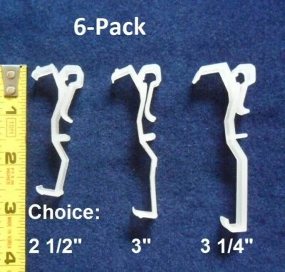 6-Pack 2 1/2" 3" or 3 1/4" Valance Clips For Faux & Wood Window Venetian Blinds