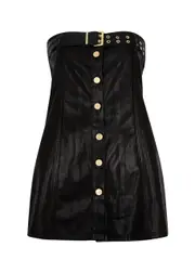 Ganni Strapless Coated Denim top - Black - 38 (UK10 / S) 38 (UK10 / S)