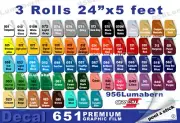 3 rolls 24" Adhesive Backed Vinyl sign quality outdoor permanent oracal 651