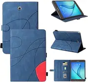Case for Samsung Galaxy Tab A 8.0 SM-T350/T355/P350/P355 2015 Multi-Angle Viewing PU Folio Cover with Card Holder/Auto Wake/Sleep Leather Case for Women Men Blue