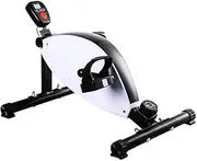 Pedal Exerciser - Magnetic Peddler Stationary Cycle Bike - Under Desk Workout for Legs and Arms - Mini Spin Bike Low Impact Exercise with Adjustable Resistance - Portable Home and Office Fitness Port