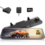 12" Rear View Mirror Camera, 4K Mirror Dash Cam Front and Rear with 2.5K Rear...