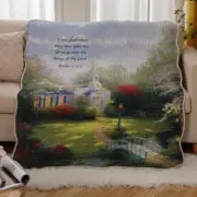 Psalm 122 on Hometown Chapel Thomas Kincade Quilted Throw Blanket 50x60