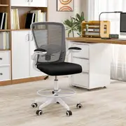 Costway Mesh Drafting Chair Office Chair Gaming Desk Chair Adjustable Height, Work Study Home