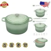 Elegant Green Enameled Cast Iron Dutch Oven - Ideal for Baking and Roasting