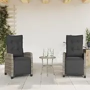Reclining Garden Chairs 2 pcs with Footrest Grey Poly Rattan Patio Chair