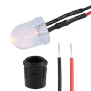 5Set DC 12V 10mm Pre Wired LED with Holder,Round Top Clear Len, 14mm Panel Mount