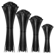 400 Pack Black Assorted Sizes 12+8+6+4 Inch Self-Locking Cable Zip Ties