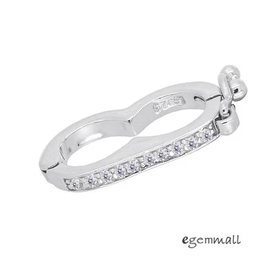 Sterling Silver CZ Peanut Shortener Pearl Enhancer Click Push Clasp #99502
