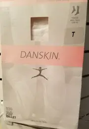 Danskin 703 Girls Size TOD student all occasion FootedTights color White