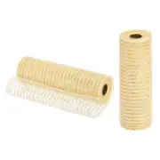 2 Pcs 10" x 30Feet PP Decorative Mesh Ribbon, Cream with Gold Foil