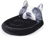 Pet Dog Cat Bed Warm Dot Bed House Plush Cozy Nest Mat Pad, Soft Fleece/Black/Three Sizes (Size : 55x50x15cm)